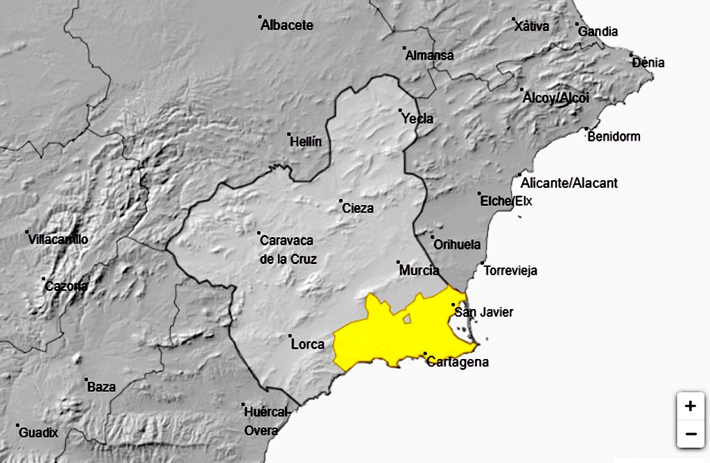 Maana se activa el nivel amarillo en Mazarrn y Campo de Cartagena por lluvias
